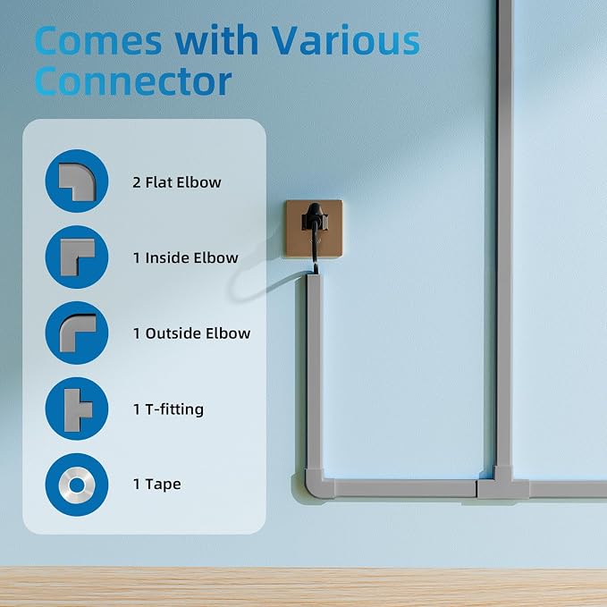 Yecaye 142in Wall Cord Hider for 2-3 Cords, On-Wall Cord Cover Channel - Image 3