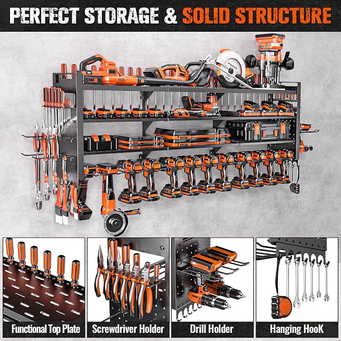 49.8" W Large Power Tool Organizer Wall Mount, Heavy Duty Tool Organizer - Image 4
