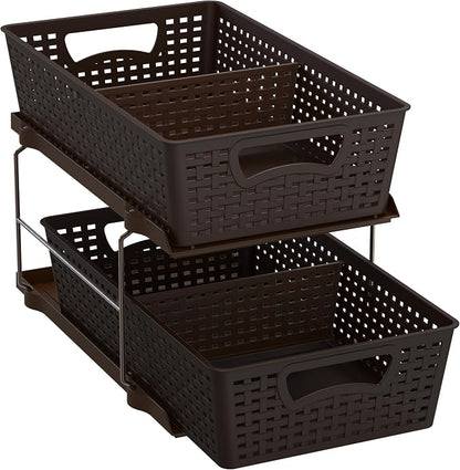 Simple Houseware 2 Tier Bathroom Organizer Tray Pull-Out Sliding Drawer - Image 4