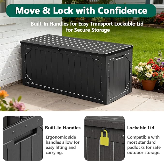 Outdoor Storage Box, 100Gallon Deck Box Outdoor Storage Bench Outside - Image 5