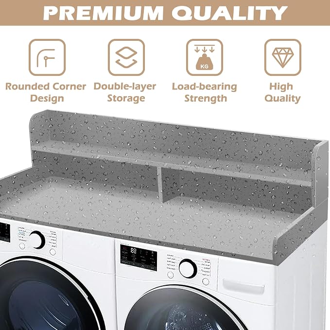Royxen Laundry Countertop with 2-Tier Shelf Universal Fit, Washer and Dryer - Image 5