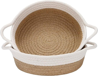 Sea Team 2-Pack Cotton Rope Baskets, 10 x 3 Inches Small Woven Storage Basket by SeaTeam