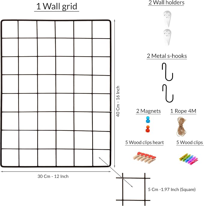 ODOXIA 1-Pack Wire Wall Grid Panel | Photo Grid Wall Decor | Metal Grid Board - Image 2