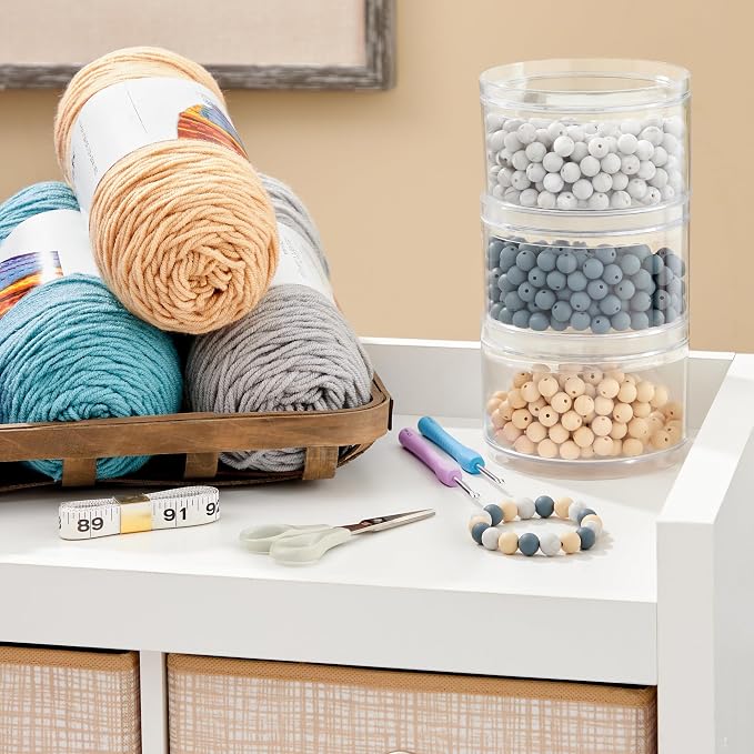 STORi Bella Stackable Clear Plastic Container Round Vanity Storage Organizers - Image 3