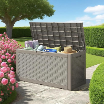 Outdoor Storage Box, Resin Deck Boxes Outdoor Waterproof by WTFGO