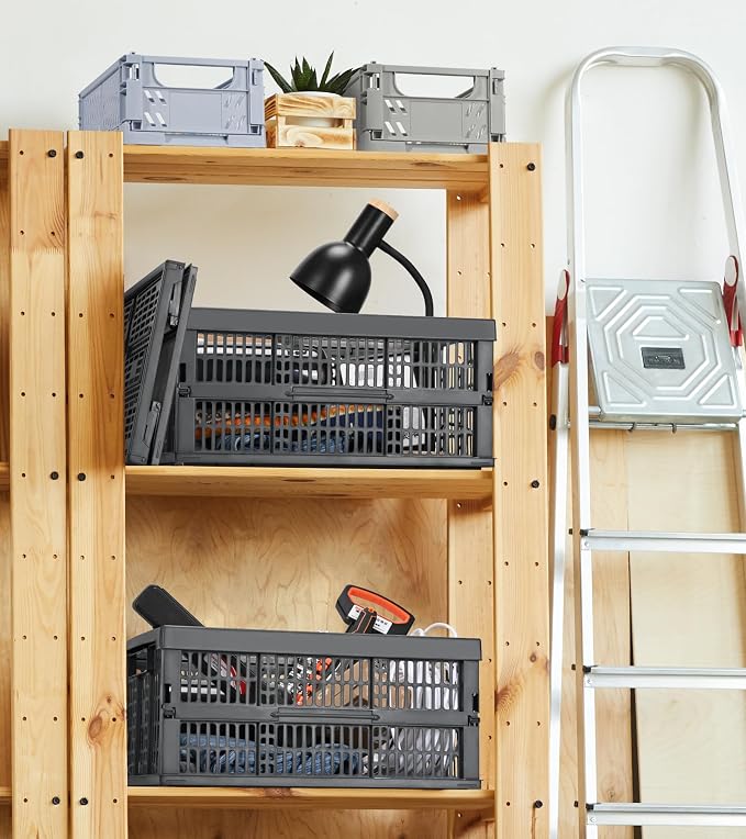 2-Pack Pastel Plastic Storage Baskets, Collapsible Crates - Image 5
