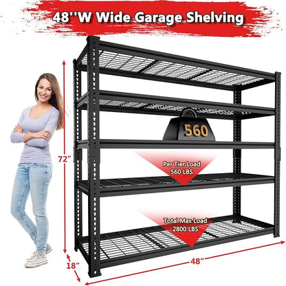 Storage Shelves, Garage Shelving Heavy Duty 2800 LBS Capacity, 5 Tier Utility - Image 3