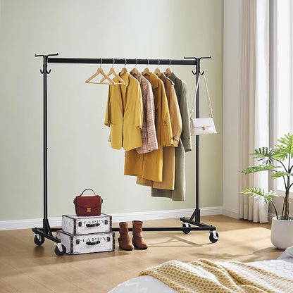 Hoctieon Z Clothes Rack with Cover, Metal Heavy Duty Clothing Rack, Rolling - Image 2