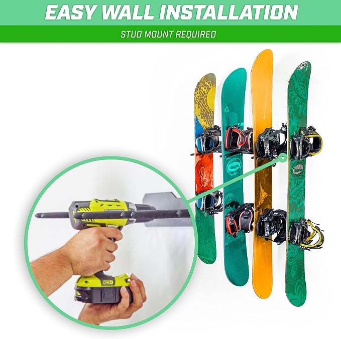 GoSports Wall Mounted Ski and Snowboard Storage Rack - Image 5