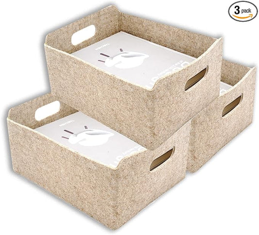 Welaxy Storage Baskets Collapsible Felt Storage bin Foldable Shelf Drawers by Welaxy