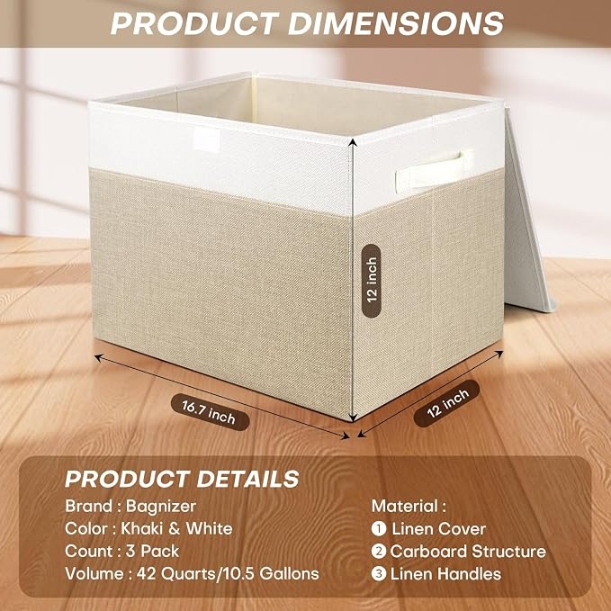 Large 17" 42 Quarts Collapsible Stackable Storage Bins - Image 2