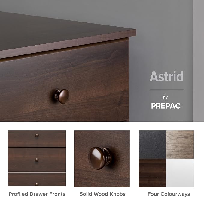 Prepac Astrid Tall Brown Dresser: 16.5"D x 19.75"W x 50"H, 6-Drawer Chest - Image 6