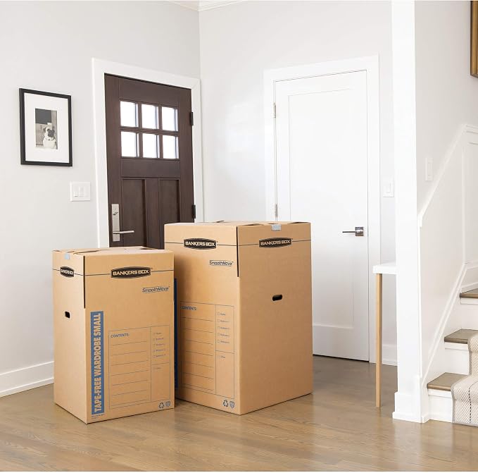 Bankers Box Tall Wardrobe Box 3 Pack, Tape-Free Design, 24-in x 24-in x 40-in - Image 6