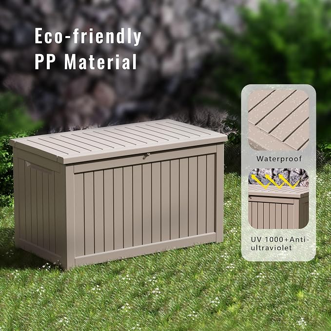 120 GallonOutdoor Storage Box, Resin Deck Boxes Waterproof, IndoorOutdoor Bin - Image 5
