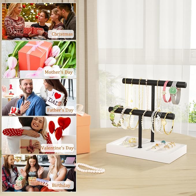SZQINJI Bracelet Holder Organizer Jewelry Display Stand, Solid Wood Base - Image 7
