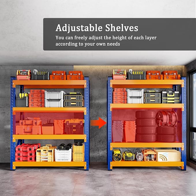 4000LBS Garage Shelving 48" W Garage Shelving Heavy Duty 4-Tier Metal Storage - Image 5