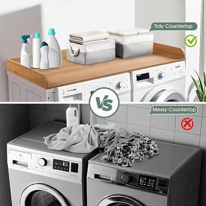 Washer Dryer Countertop with 2 Pack Storage Baskets, Wood Washer and Dryer - Image 5