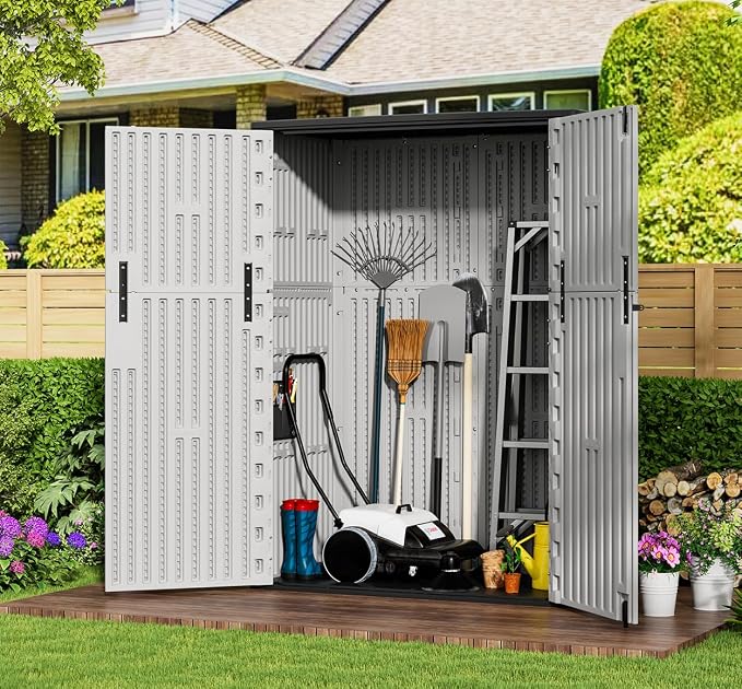KINYING Outdoor Vertical Storage Shed, 57 Cu.ft Outdoor Storage Cabinet - Image 2