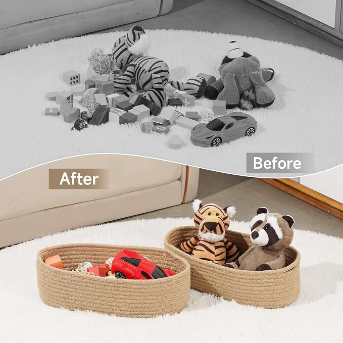 Temary Toilet Paper Basket, Narrow Cotton Rope Storage Bins - Image 7