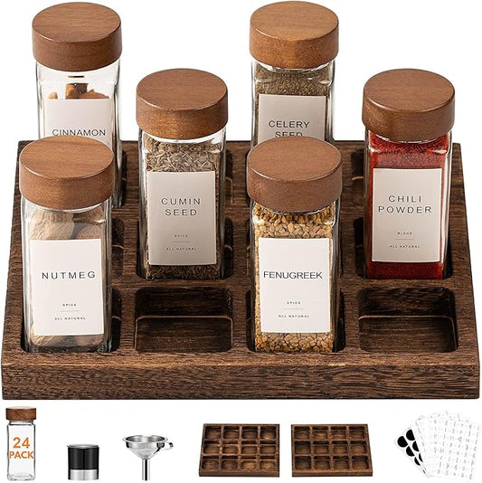Yangbaga 24Pcs Glass Spice Jars by Hanber