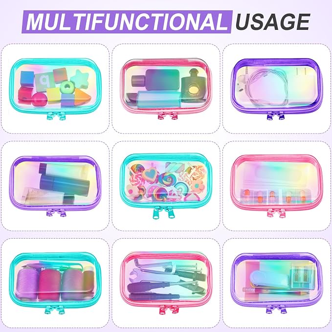 Sanwuta 6 Pcs Clear Hard Zipper Case Hard Plastic Zipper Pouches Transparent - Image 7