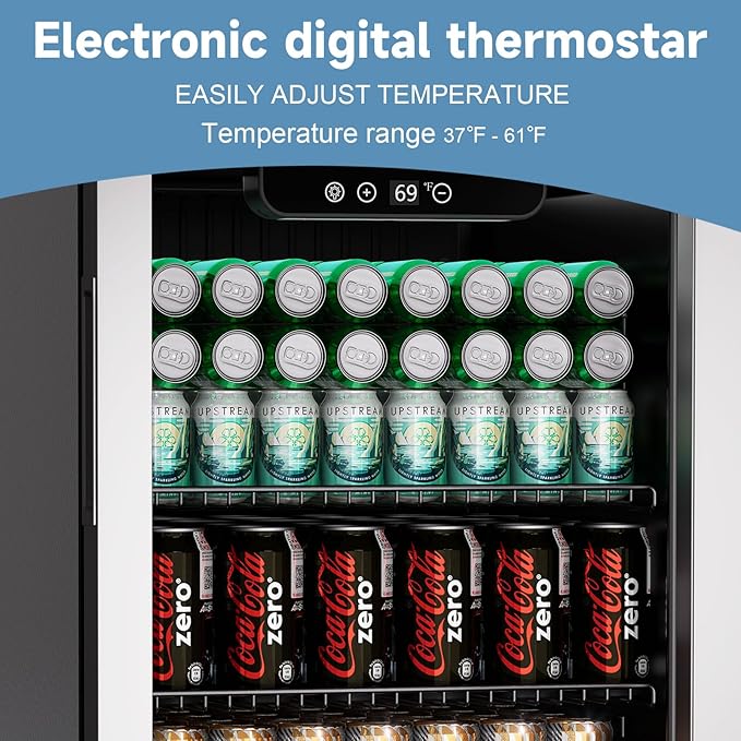 Compact Beverage Refrigerator, 110 Can/3.1 Cubic Feet Fridge - Image 4