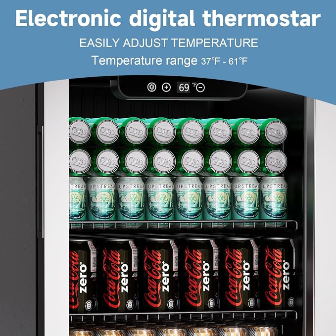 Beverage Refrigerator Cooler, 105 Can Mini Fridge Glass Door - Image 4