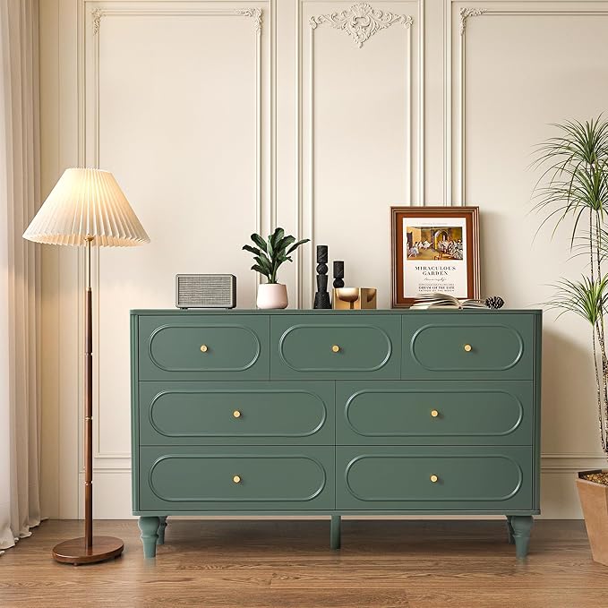 Fluted 7 Drawer Dresser for Bedroom, Modern Mid Century Chest of Drawers - Image 6