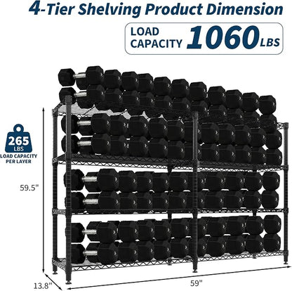 Garvee Metal Storage Shelves Heavy Duty Metal Shelving, 4-tier Wire Shelving - Image 3