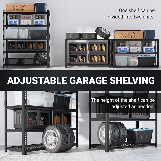 FLEXIMOUNTS Garage Shelving, Heavy Duty Shelving 2000 lbs, 5-Tier Garage - Image 7