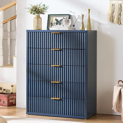 Fluted 5 Drawers Dresser for Bedroom, Living Room - Image 8