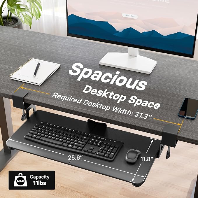 BONTEC KMT01 Under Desk Keyboard Tray, Pull-Out Keyboard & Mouse Platform - Image 5
