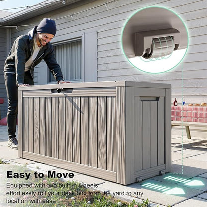 75 Gallon Resin Deck Box, Lockable Outdoor Storage Box - Image 2