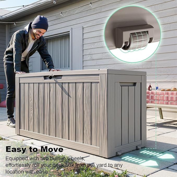 76 Gallon Outdoor Deck Box, Storage Lockable Waterproof Patio Furniture - Image 3
