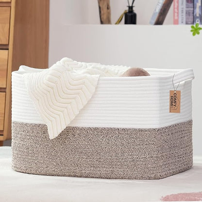 COMFY-HOMI Large Laundry for Organizing|Rectangle Cotton Rope Storage by COMFY-HOMI