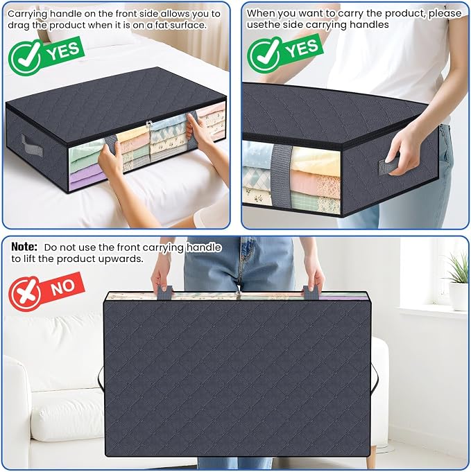 Under Bed Storage Containers, 8 Pack Blanket Storage Bags, Collapsible Storage - Image 5
