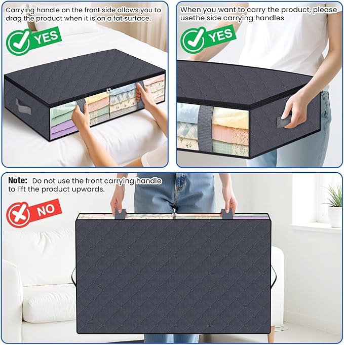 Under Bed Storage Containers, 2 Pack Blanket Storage Bags, Collapsible Storage - Image 5