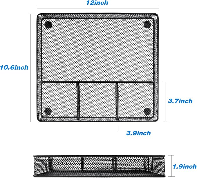 Desk Drawer Organizer Tray, Metal Mesh Drawer Organizers Office, 4 Grid - Image 6