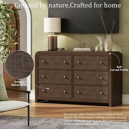 Oak&Sparrow 6 Drawer Dresser for Bedroom, Boho Chest of Drawers, Thickened - Image 6
