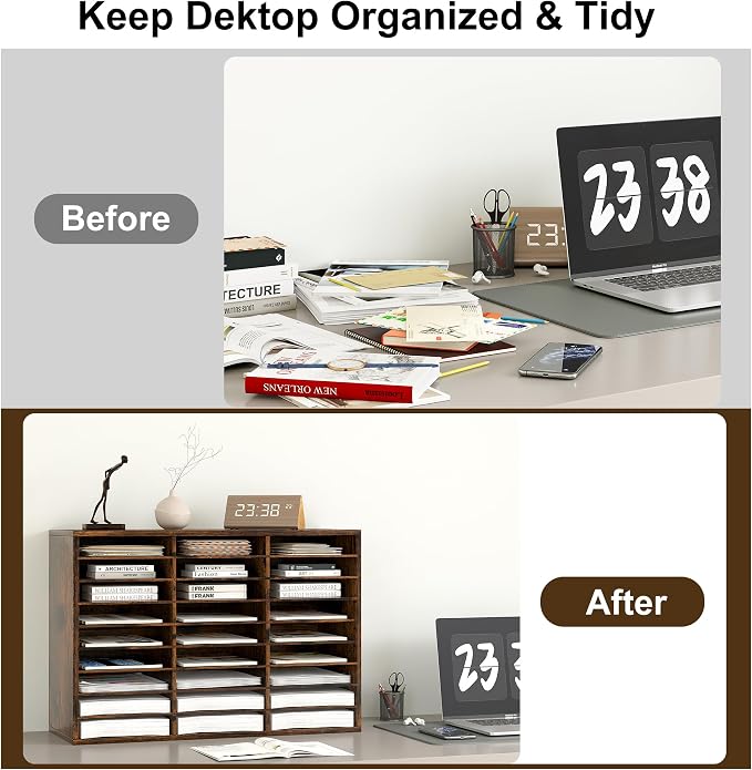 Literature Organizer 27 Slots Wooden Mailboxes - Image 7