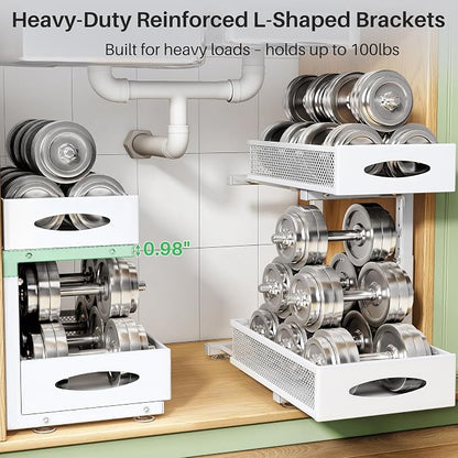 Under Sink Organizer, 2 Tier Pull out Cabinet Organizer Baskets - Image 5