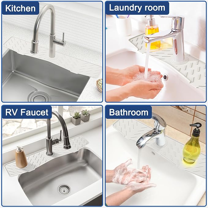 Meiliweser Faucet Mat for Kitchen Sink – 24” x 5.1” Extra-Long Silicone Splash - Image 7