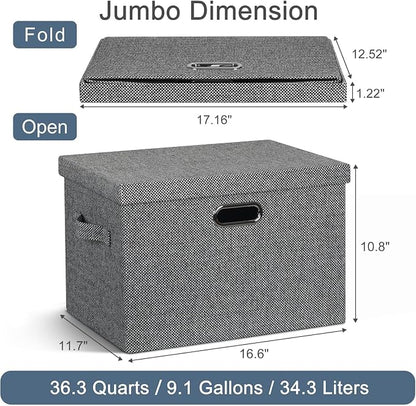 Large 17" 36 Quart Collapsible Stackable Storage Bins - Image 2