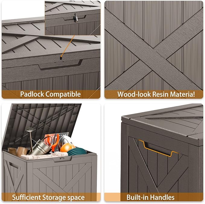 32 Gallon Outdoor Deck Box, Storage Lockable Waterproof Patio Furniture - Image 6