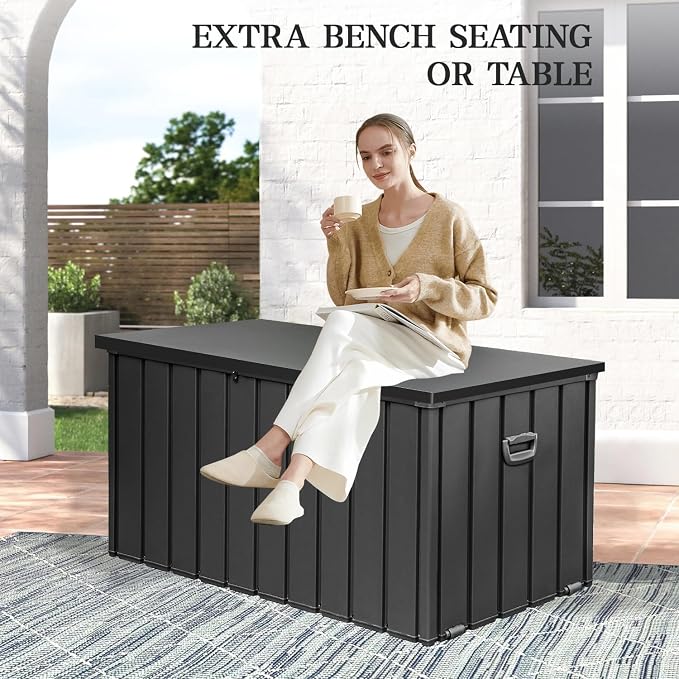 Domi 190 Gallon Deck Box, Metal Outdoor Storage Box - Image 6