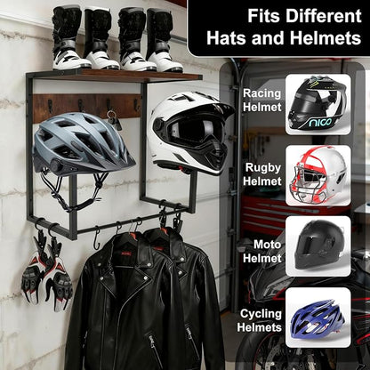 Motorcycle Helmet Wall Mount Rack, Heavy-Duty Helmet Holder - Image 3
