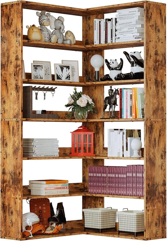 IRONCK Corner Bookshelf, Bookshelves 6 Tiers by IRONCK