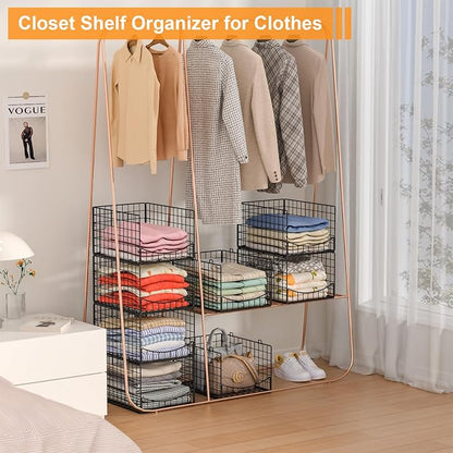 4-Tier Stackable Closet Organizers and Storage Shelves, Clothes Storage Basket - Image 7