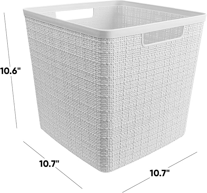 Curver Set of 4 Large Cube 17L Jute Decorative Plastic Organization and Storage - Image 2