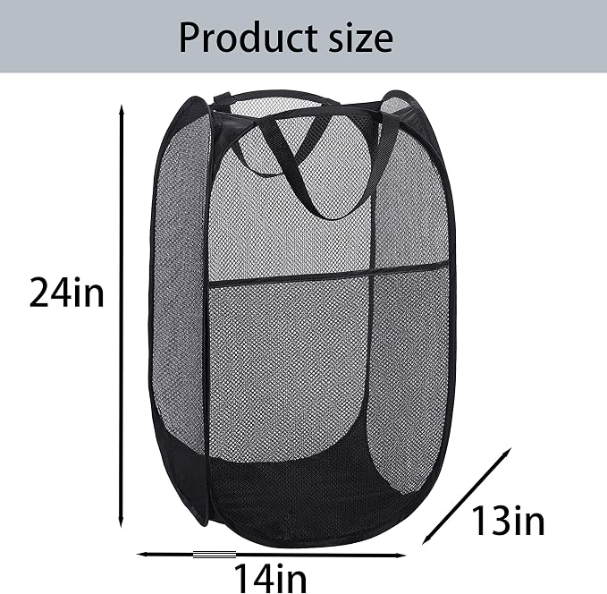 Foldable Mesh Popup Laundry Hamper, Laundry Basket Easy to Open and Fold - Image 4